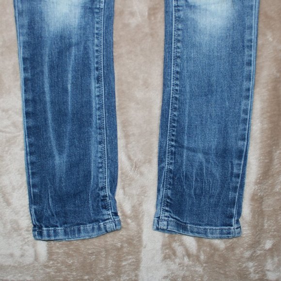 Lee Fits em All Lynn Rivet Blue Jeans - Ripped Distressed Knee - Waist 27x31.5 - Picture 4 of 12